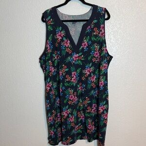 Lands End Navy Tropical Floral Dress Size 3X(24-26) Vacation Summer